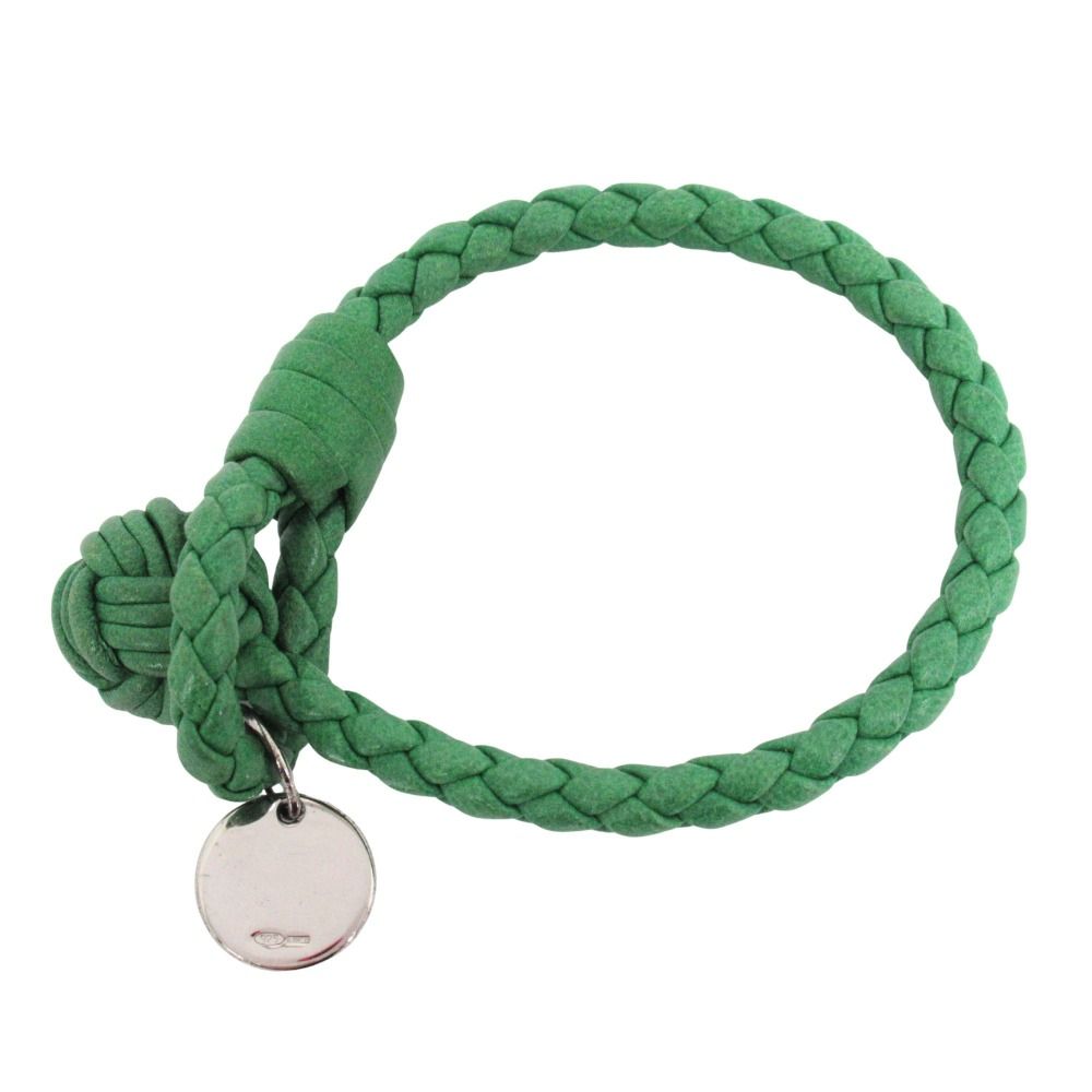 Bottega Veneta Intrecciato Leather Bracelet Green — view 2