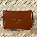 Celine Large Triomphe Raffia Leather Basket Bag Classic Pannier Natural — view 9