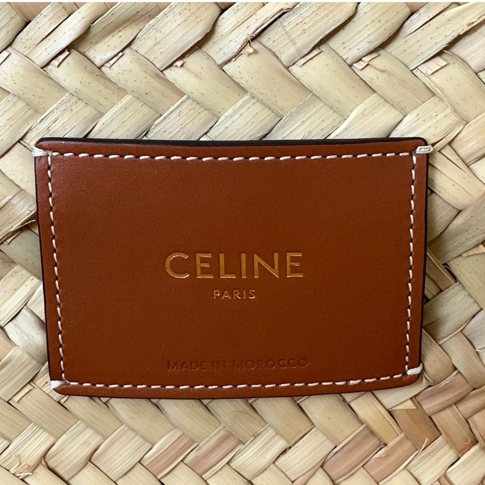 Celine Large Triomphe Raffia Leather Basket Bag Classic Pannier Natural — view 9