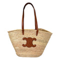 Celine Large Triomphe Raffia Leather Basket Bag Classic Pannier Natural
