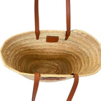 Celine Large Triomphe Raffia Leather Basket Bag Classic Pannier Natural — view 5
