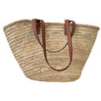Celine Large Triomphe Raffia Leather Basket Bag Classic Pannier Natural — view 3