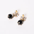 Chanel CC Logo Swing Ball Earrings 05 Resin Rhinestone Black Silver — view 2