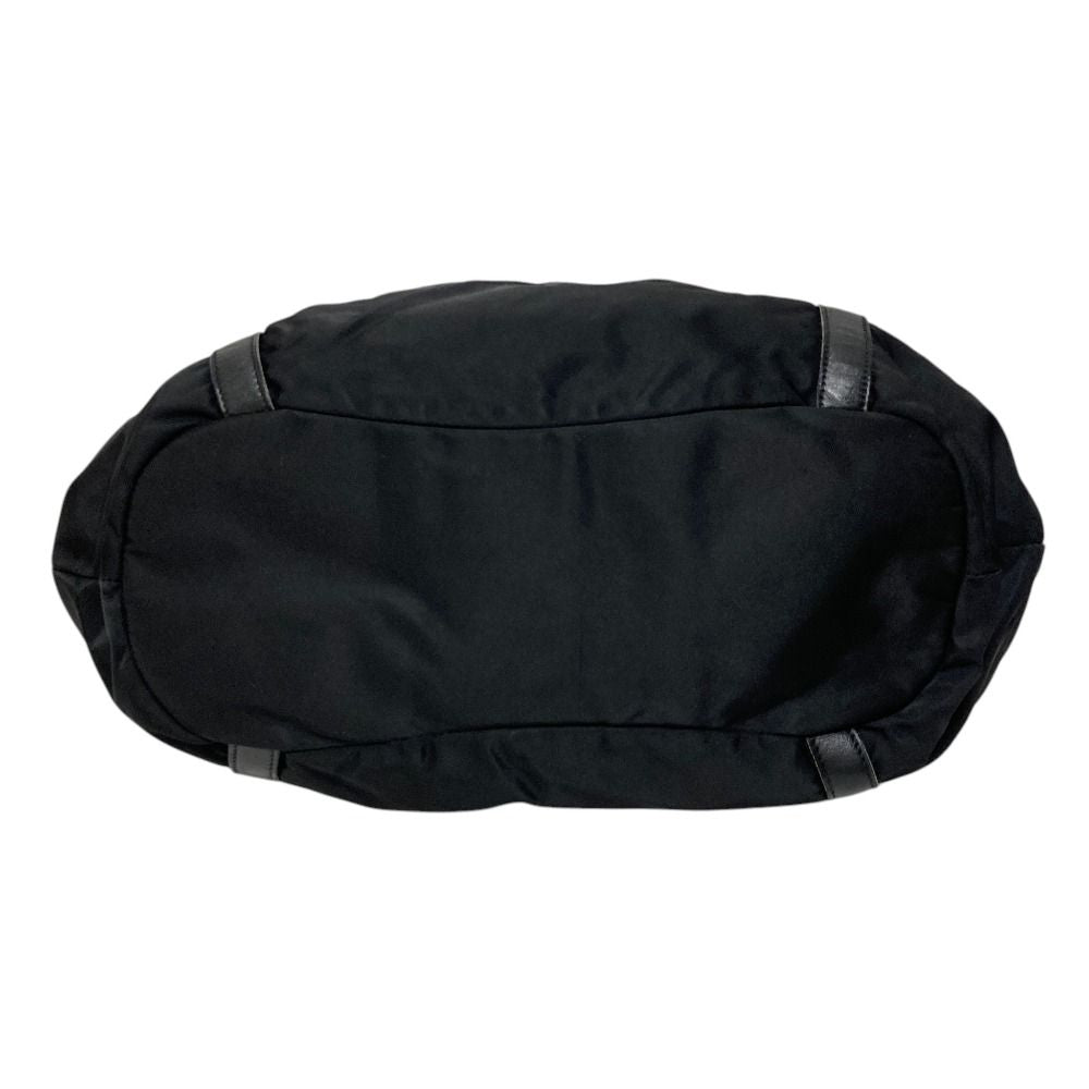 Prada Logo Jacquard Gathered Nylon Tote Black — view 4