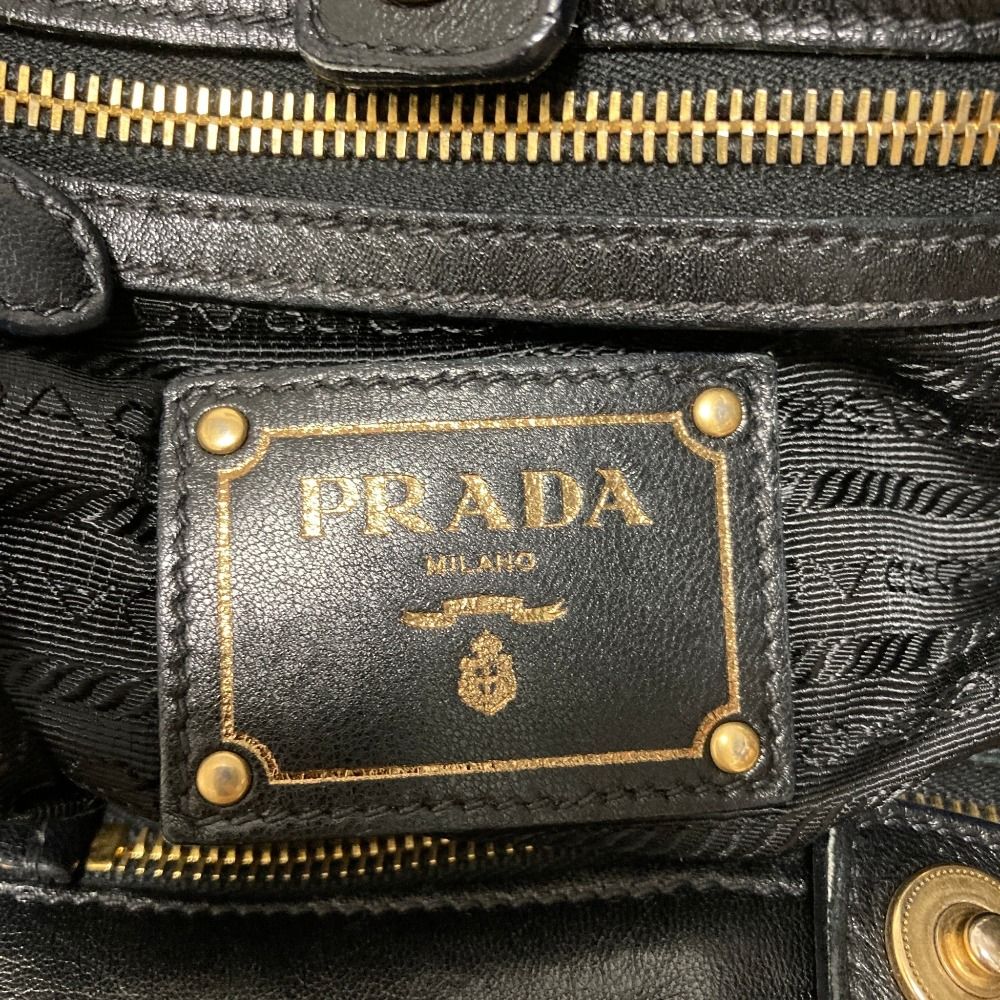 Prada Logo Jacquard Gathered Nylon Tote Black — view 8