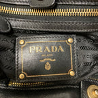 Prada Logo Jacquard Gathered Nylon Tote Black — view 8
