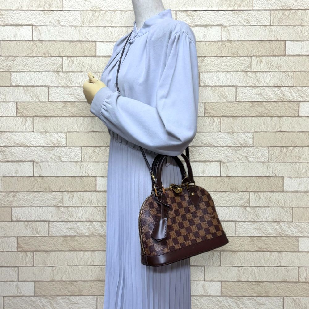 Louis Vuitton Alma BB Damier Shoulder Bag Canvas Brown — view 2