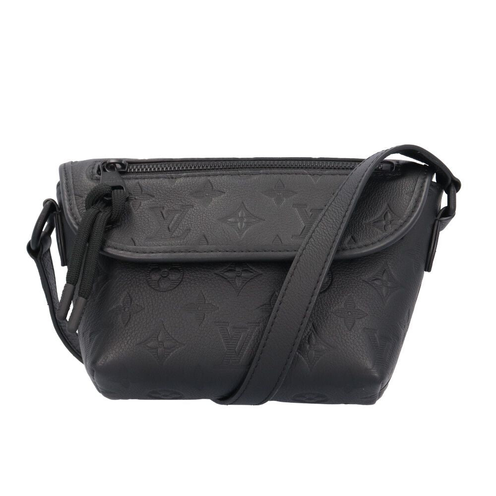 Louis Vuitton Pulse Wearable Wallet Monogram Shadow Shoulder Bag Leather Black