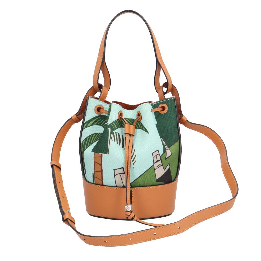 Loewe Paulazui Visa Collection Bal Smo le Anagram Shoulder Bag Canvas Blue