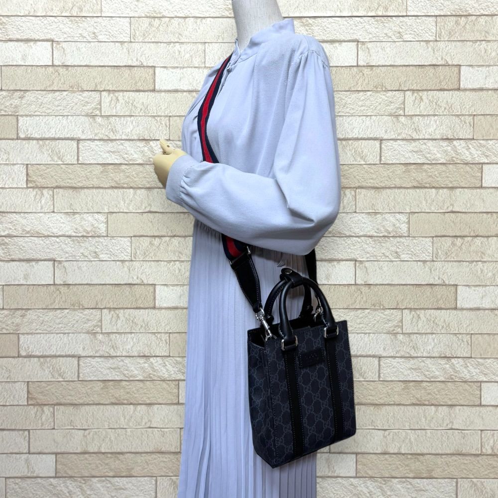 Gucci Mini Shoulder Bag GG Split Bag Canvas Gray — view 2
