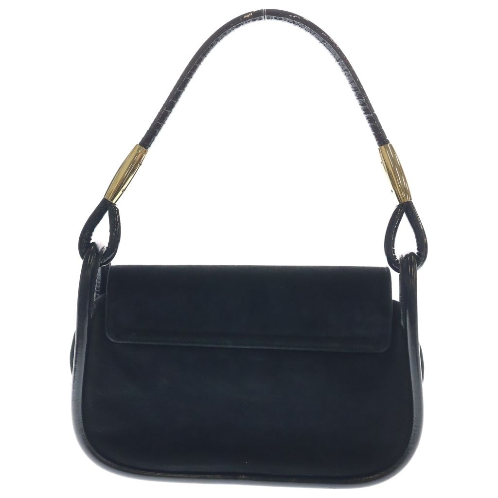 Gucci Oneshoulder Black Suede Patent 001 Gold Handbag — view 2