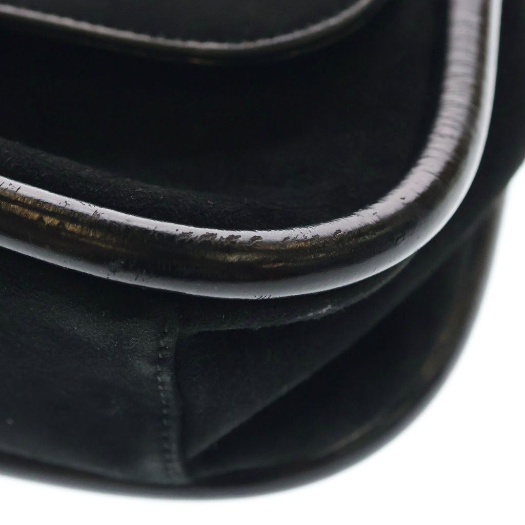 Gucci Oneshoulder Black Suede Patent 001 Gold Handbag — view 5