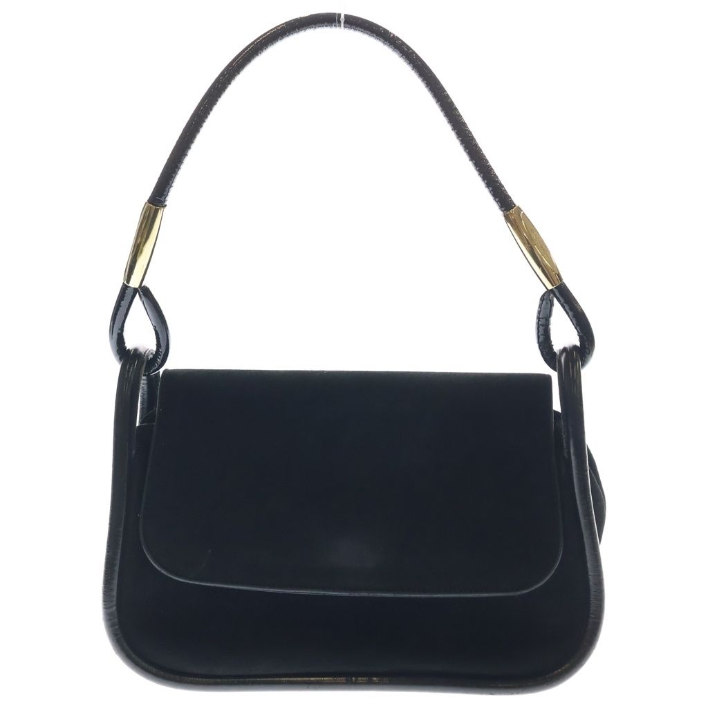 Gucci Oneshoulder Black Suede Patent 001 Gold Handbag