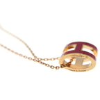 Hermes Shu Logo Enamel Necklace Pink Gold — view 5
