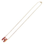 Hermes Shu Logo Enamel Necklace Pink Gold — view 2