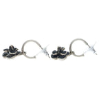 Chanel Camellia Earrings Silver Black — view 3