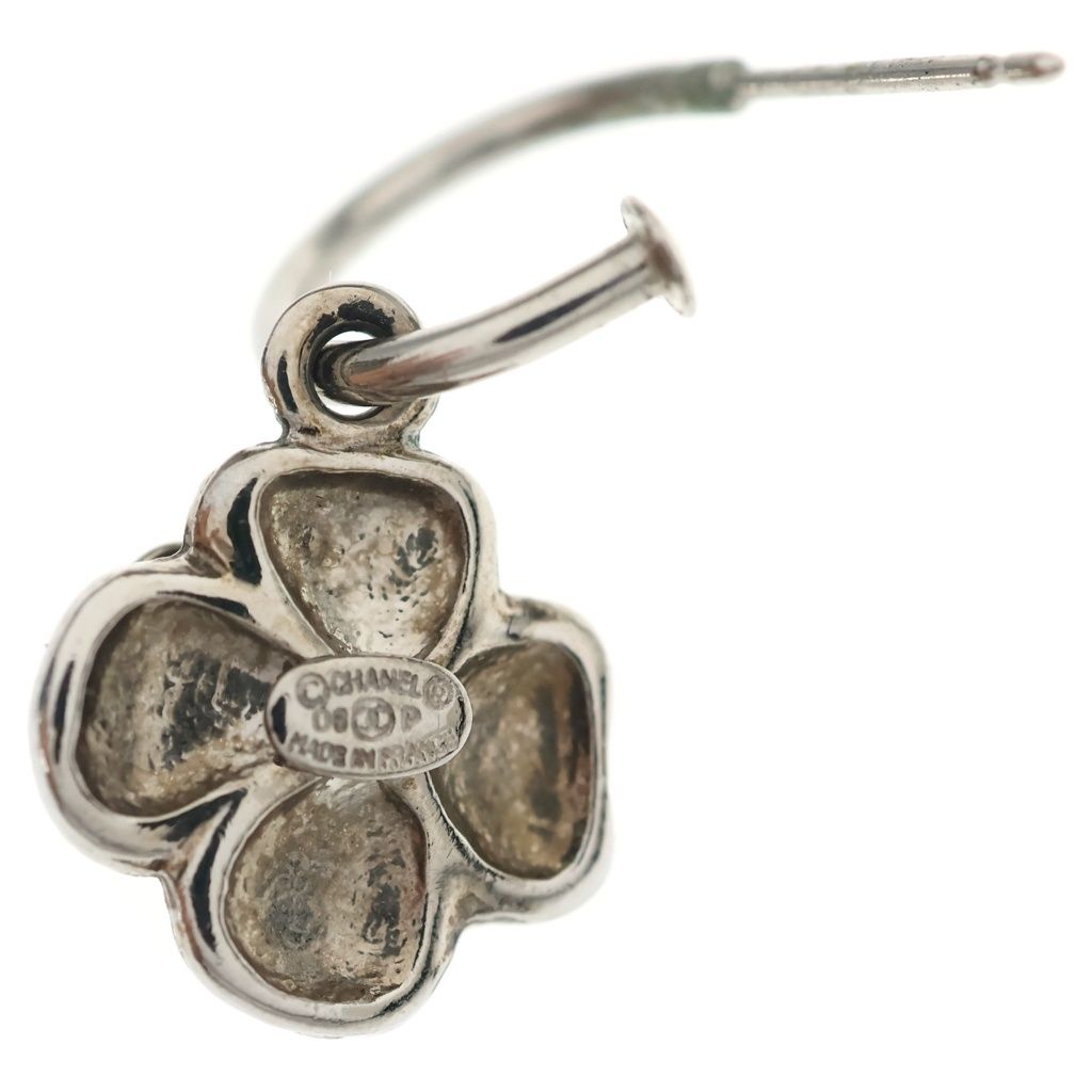 Chanel Camellia Earrings Silver Black — view 6