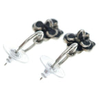 Chanel Camellia Earrings Silver Black — view 2