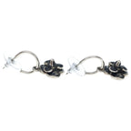 Chanel Camellia Earrings Silver Black — view 4
