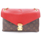 Louis Vuitton Pallas Chain Monogram Leather Gold Shoulder Bag Brown Cerise