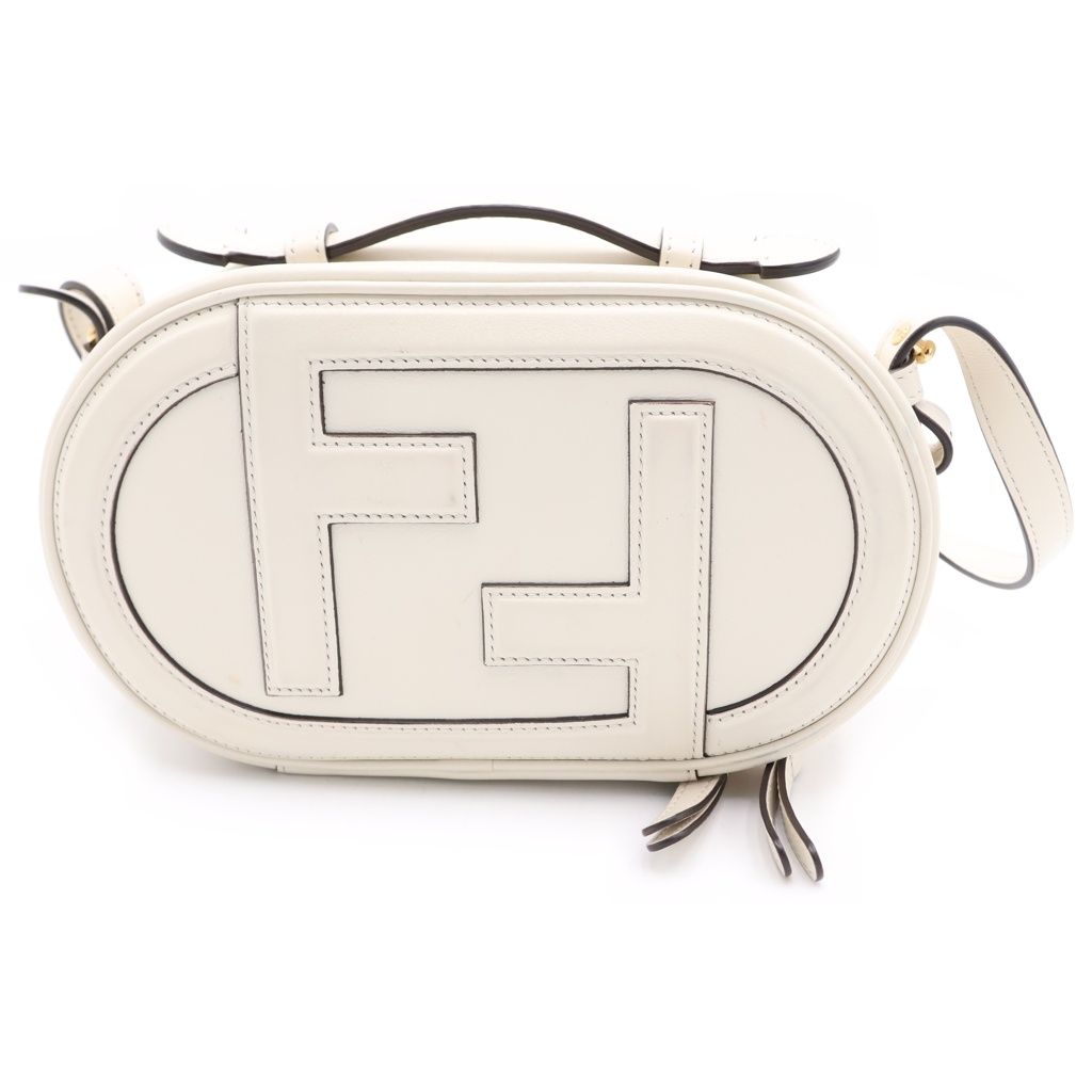 Fendi Rock Mini Camera White Leather Gold Shoulder