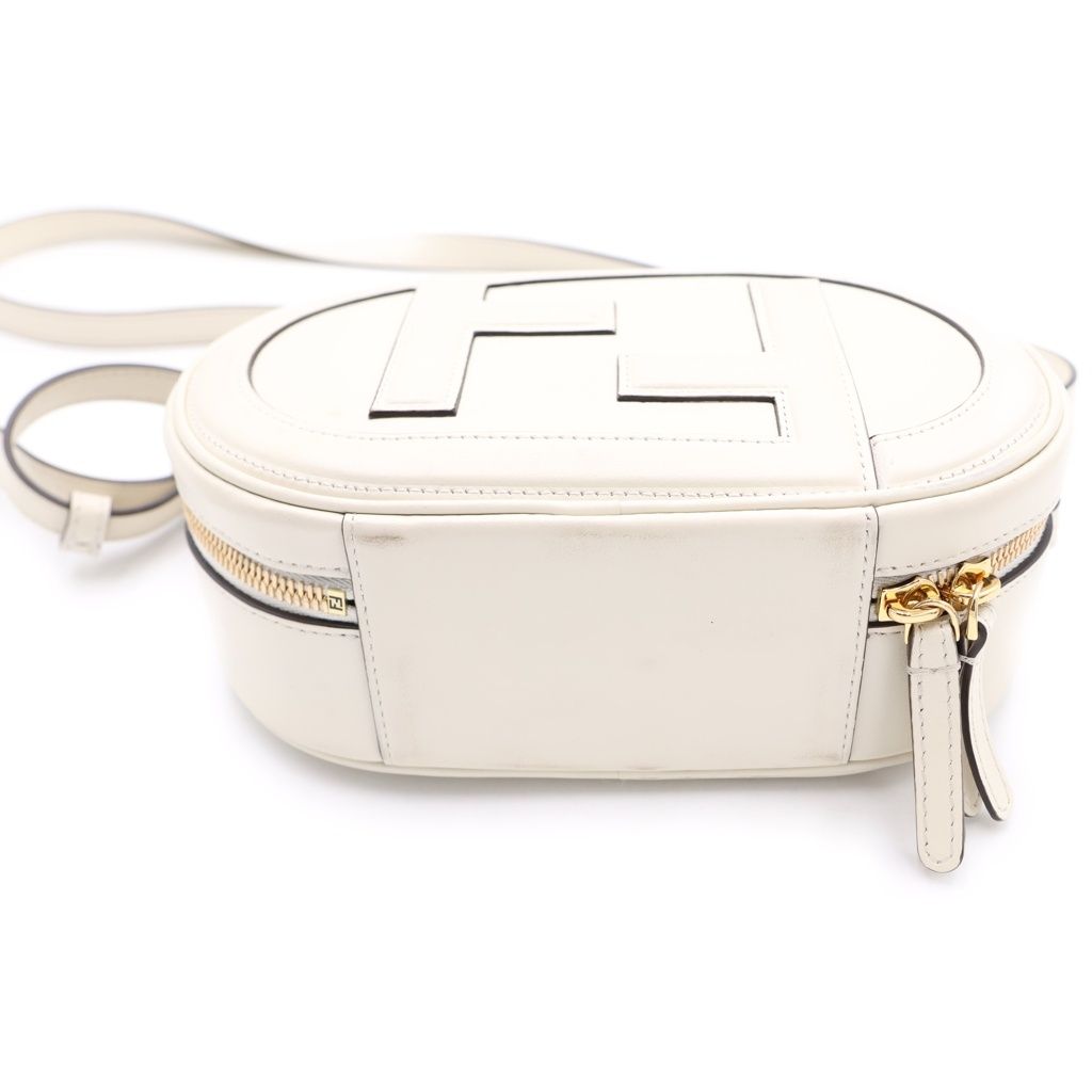 Fendi Rock Mini Camera White Leather Gold Shoulder — view 4