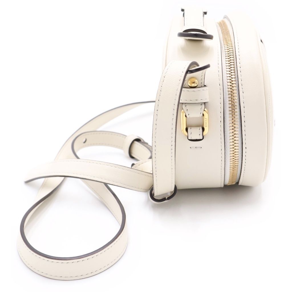 Fendi Rock Mini Camera White Leather Gold Shoulder — view 3