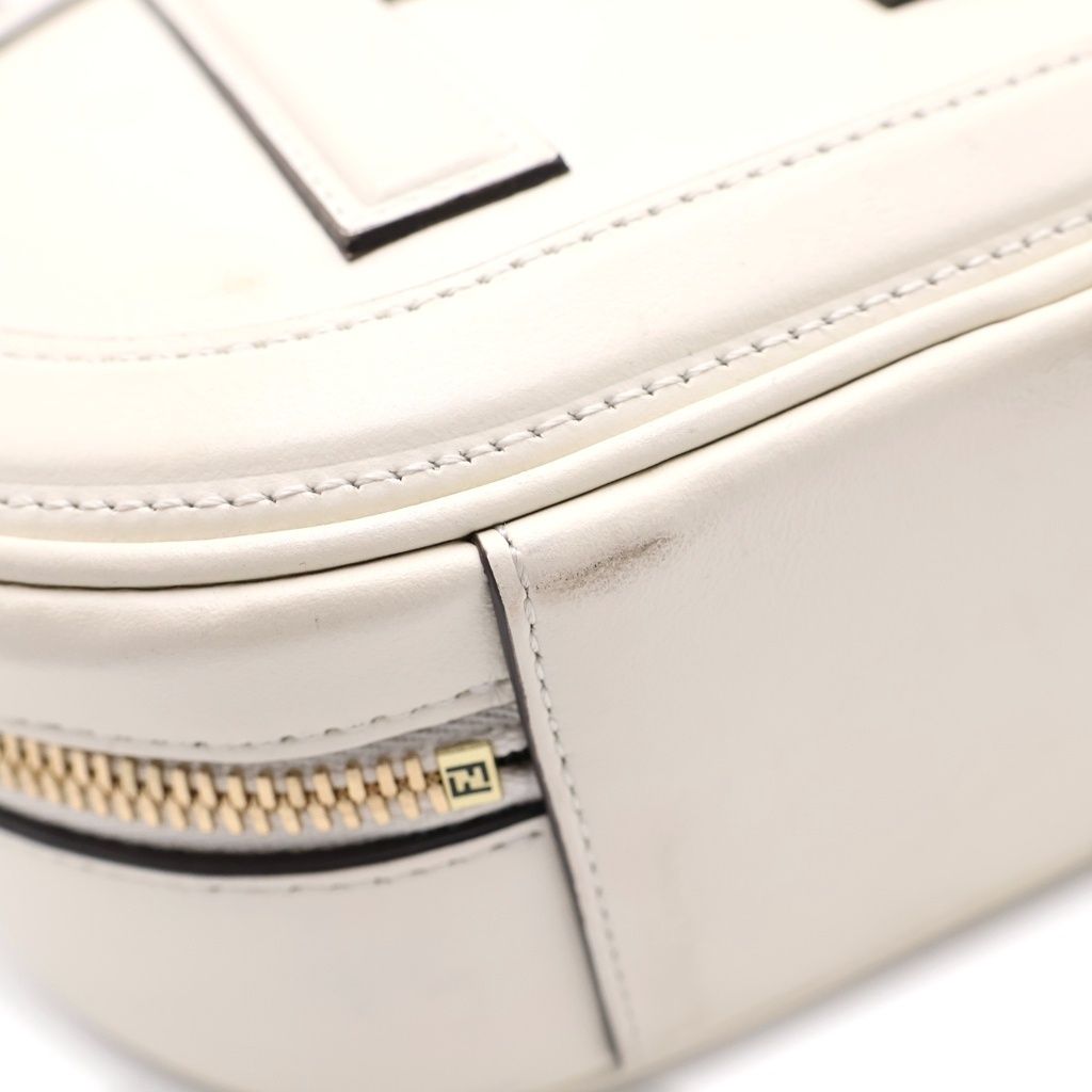 Fendi Rock Mini Camera White Leather Gold Shoulder — view 5
