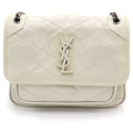 Saint Laurent Paris Baby 2-Way Shoulder Bag Eye Leather Silver