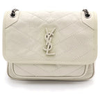Saint Laurent Paris Baby 2-Way Shoulder Bag Eye Leather Silver