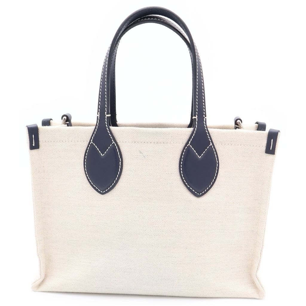 Gucci Logo Tote Eye Navy Leather Canvas Silver — view 2
