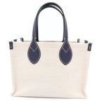 Gucci Logo Tote Eye Navy Leather Canvas Silver — view 2