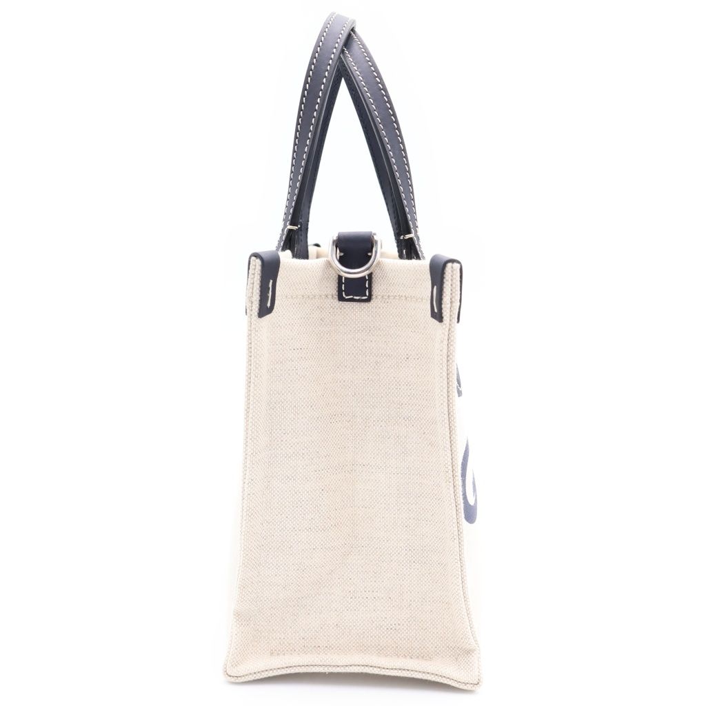 Gucci Logo Tote Eye Navy Leather Canvas Silver — view 3