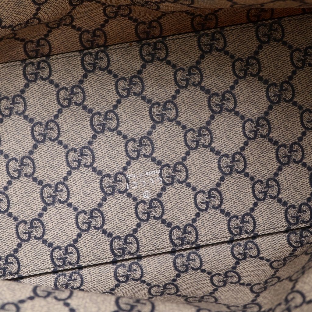 Gucci Logo Tote Eye Navy Leather Canvas Silver — view 8