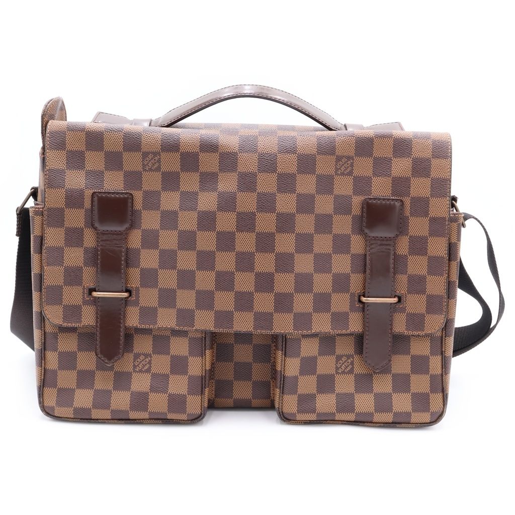 Louis Vuitton Damier Bro Dowei Shoulder Bag Brown Leather Gold
