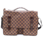 Louis Vuitton Damier Bro Dowei Shoulder Bag Brown Leather Gold