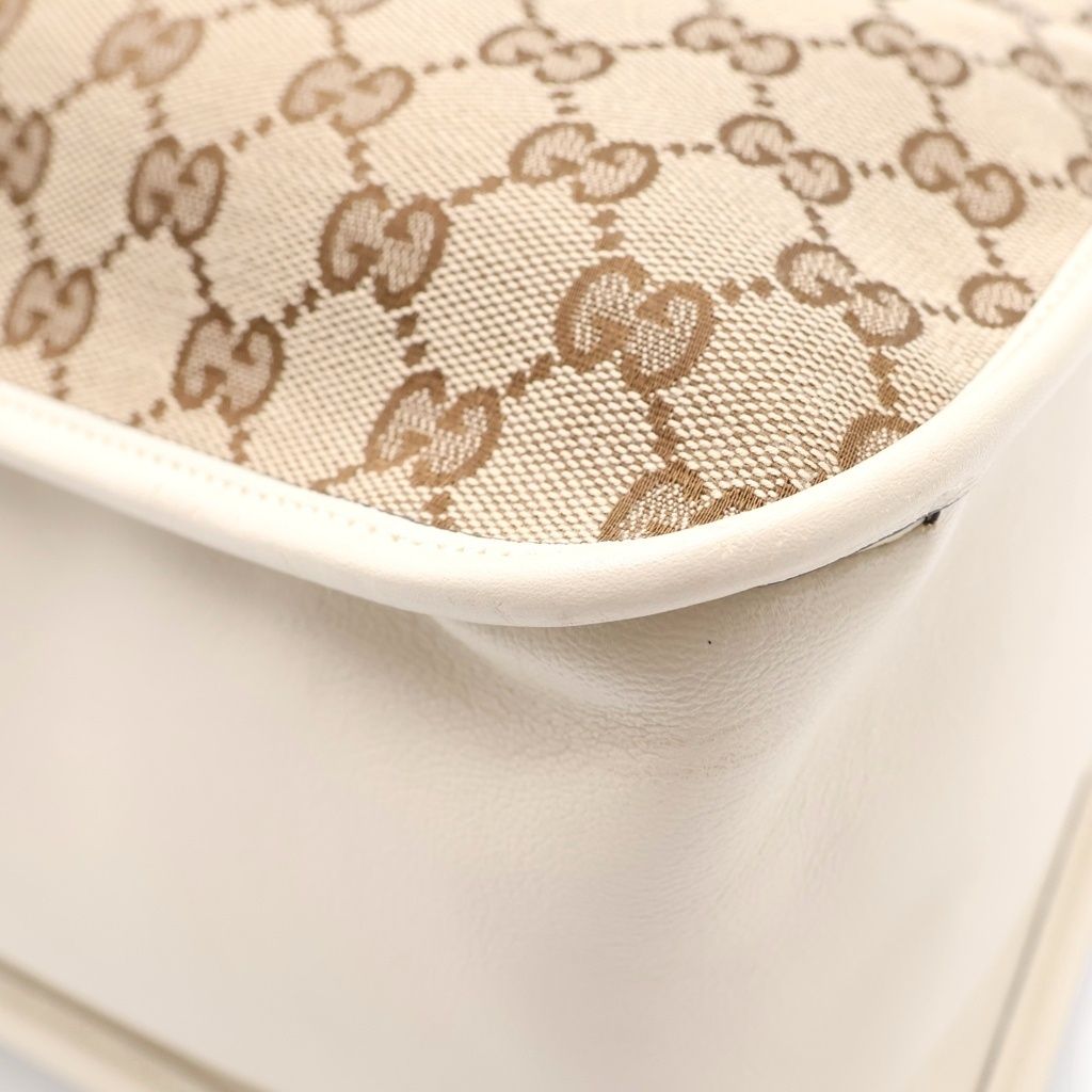 Gucci GG Puri Tote White Beige Leather Canvas Gold — view 5