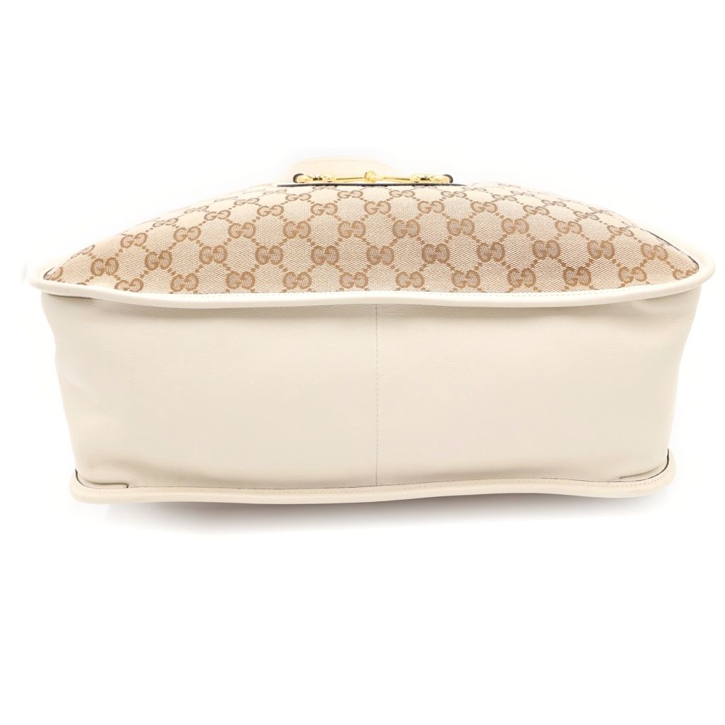 Gucci GG Puri Tote White Beige Leather Canvas Gold — view 4