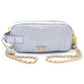 Prada Trianglelogo 2-Way Shoulder Bag Pouch Silver Gold