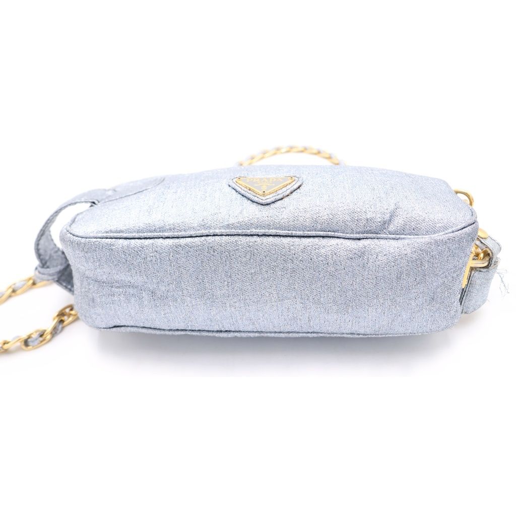 Prada Trianglelogo 2-Way Shoulder Bag Pouch Silver Gold — view 4