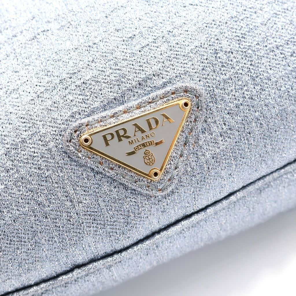 Prada Trianglelogo 2-Way Shoulder Bag Pouch Silver Gold — view 6