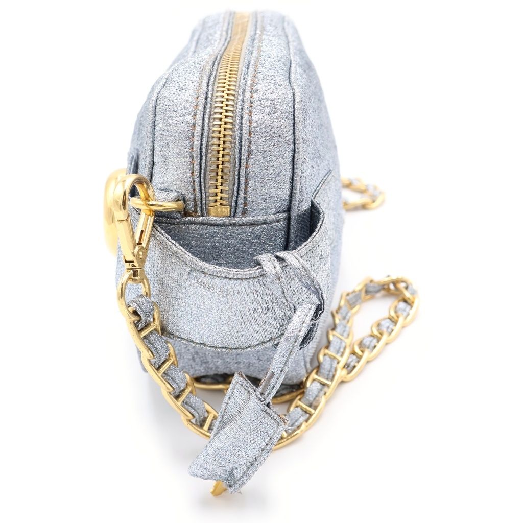 Prada Trianglelogo 2-Way Shoulder Bag Pouch Silver Gold — view 3