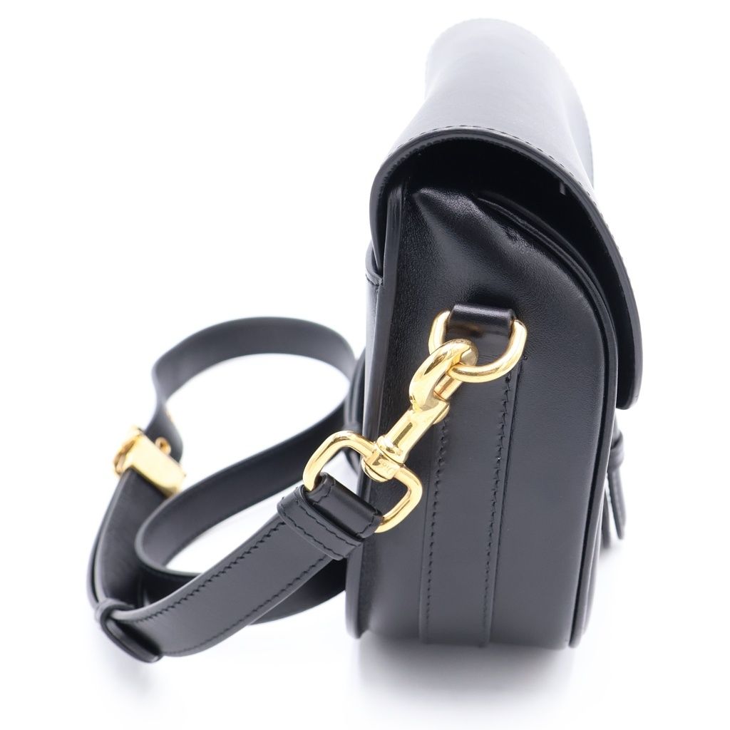 Dior Shoulder Bag Black Leather Gold — view 3