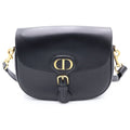 Dior Shoulder Bag Black Leather Gold
