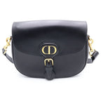 Dior Shoulder Bag Black Leather Gold