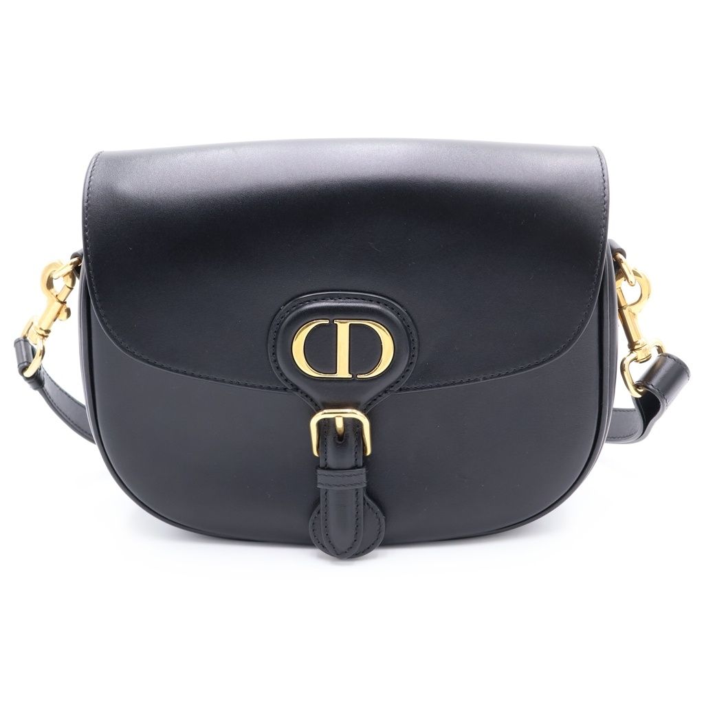 Dior Shoulder Bag Black Leather Gold