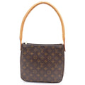 Louis Vuitton Monogram Looping MM Shoulder Bag Brown Leather Gold