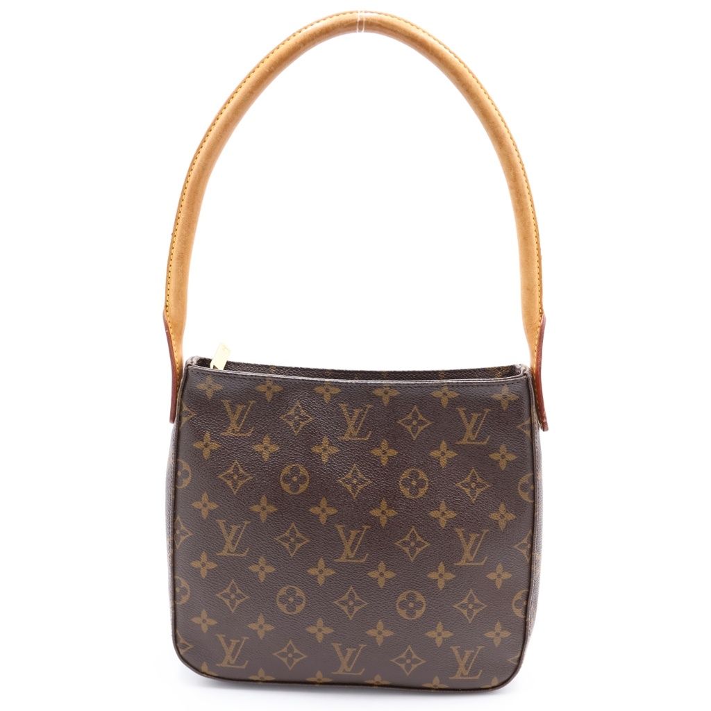 Louis Vuitton Monogram Looping MM Shoulder Bag Brown Leather Gold