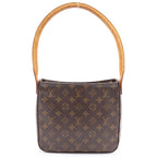 Louis Vuitton Monogram Looping MM Shoulder Bag Brown Leather Gold — view 2