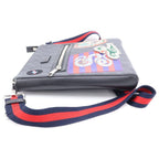 Gucci GG Puri Tiger Patch Messenger Bag Black Canvas Leather Silver — view 3